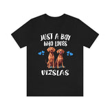 Just A Boy Who Loves Vizslas Dogs Shirt, Dog Lover Shirt, Vizsla Dog, Animal Toddler Infant Kids Gift T-Shirt Image 2