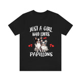 Just A Girl Who Loves Papillons Dogs Shirt, Dog Lover Shirt, Papillon Dog, Animal Toddler Infant Kids Gift T-Shirt Image 1