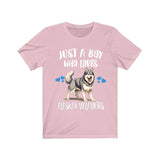 Just A Boy Who Loves Alaskan Malamutes Shirt, Dog Lover Shirt, Alaskan Malamute Dog, Animal Toddler Infant Kids Gift T-Shirt Image 3