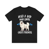 Just A Boy Who Loves Great Pyrenees Dogs Shirt, Great Pyrenees Dog Lover Shirt, Dog Shirt, Great Pyrenees Owner Gift Adult Kids T-Shirt Image 1