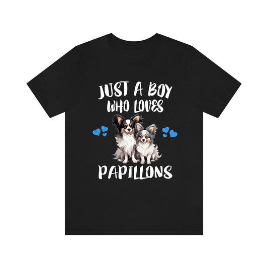 Just A Boy Who Loves Papillons Dogs Shirt - Papillon print design