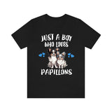 Just A Boy Who Loves Papillons Dogs Shirt, Dog Lover Shirt, Papillon Dog, Animal Toddler Infant Kids Gift T-Shirt Image 2