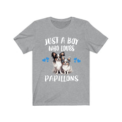 Just A Boy Who Loves Papillons Dogs Shirt - Papillon print design