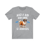 Just A Boy Who Loves St. Bernards Dogs Shirt, Dog Lover Shirt, St. Bernard Dog, Animal Toddler Infant Kids Gift T-Shirt Image 3
