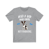 Just A Boy Who Loves Rat Terriers Dogs Shirt, Dog Lover Shirt, Rat Terrier Dog, Animal Toddler Infant Kids Gift T-Shirt Image 1
