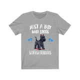 Just A Boy Who Loves Scottish Terriers Shirt, Dog Lover Shirt, Scottish Terrier Dog, Animal Toddler Infant Kids Gift T-Shirt Image 1