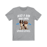 Just A Boy Who Loves Springer Spaniels Dogs Shirt, Dog Lover Shirt, Springer Spaniel Dog, Animal Toddler Infant Kids Gift T-Shirt Image 1