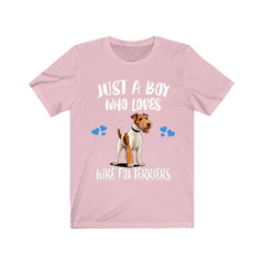 Just A Boy Who Loves Wire Fox Terriers Dogs Shirt - Wire Fox Terrier print design