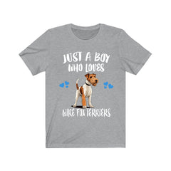 Just A Boy Who Loves Wire Fox Terriers Dogs Shirt - Wire Fox Terrier print design