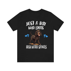 Just a boy who loves Irish water spaniels Irish sporting curly dog tee