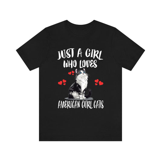 American Curl Cat T-Shirt for Girls - american curl cat print design