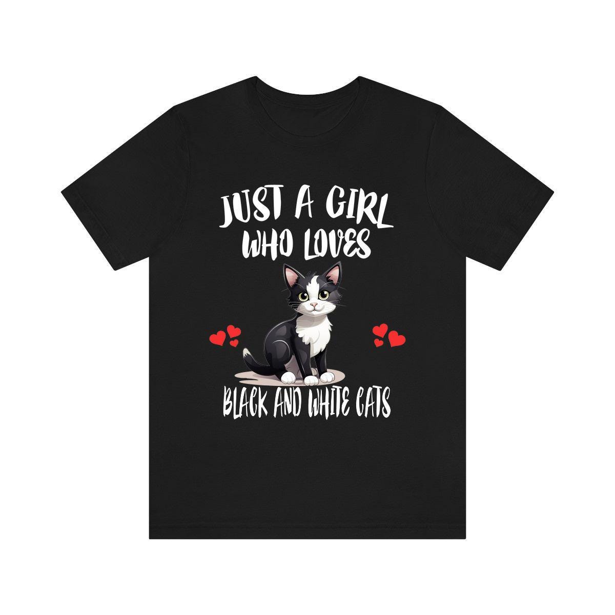 Just A Girl Who Loves Black And White Cats Shirt, Black And White Cat Lover Shirt, Cat Shirt, Cat Lover Gift, Animal Shirt Image 2