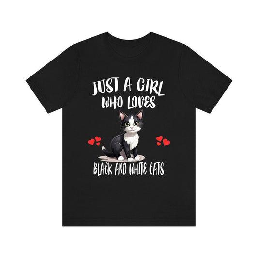 Just A Girl Who Loves Black And White Cats Shirt - tuxedo cat print design