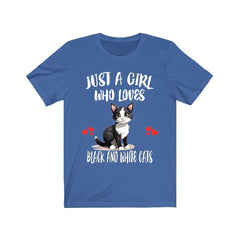 Just A Girl Who Loves Black And White Cats Shirt - tuxedo cat print design