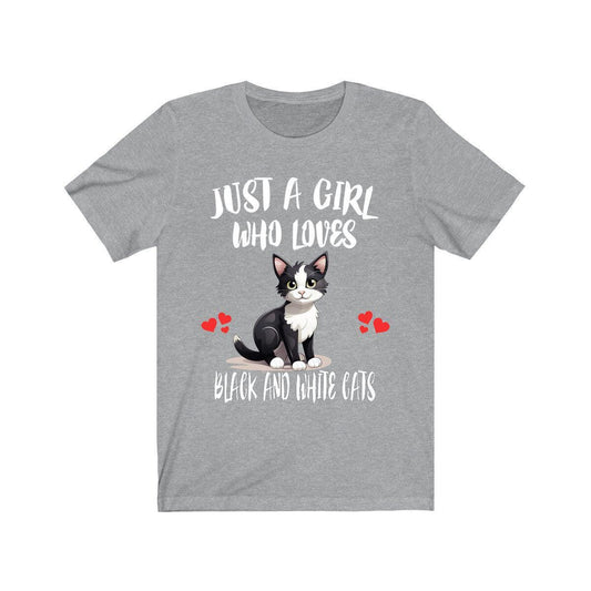 Just A Girl Who Loves Black And White Cats Shirt - tuxedo cat print design