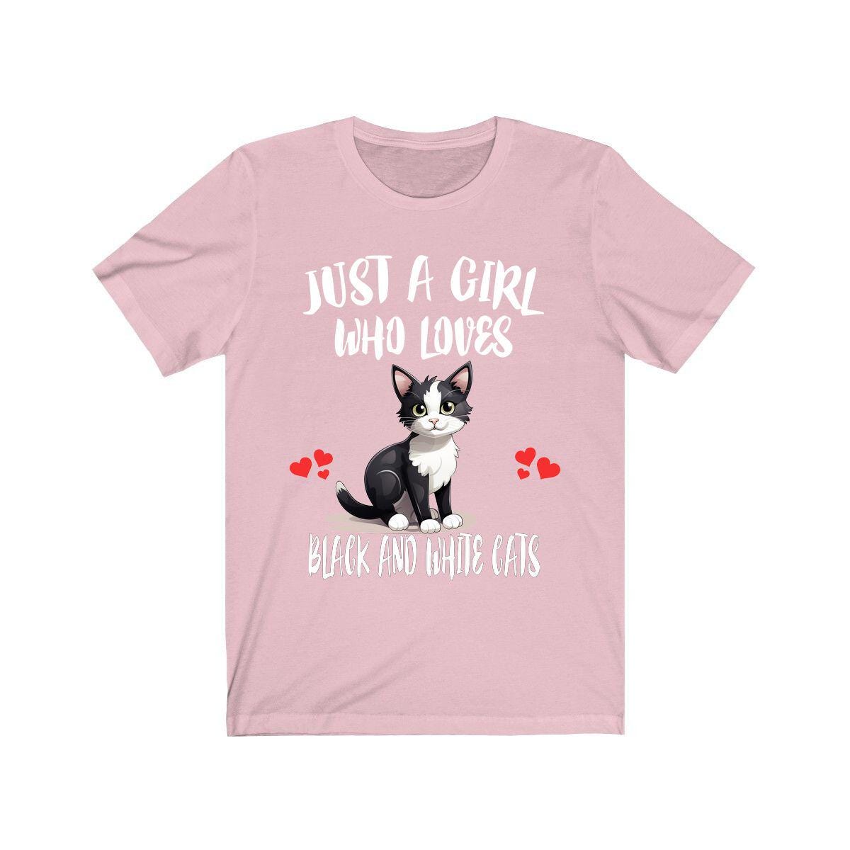 Just A Girl Who Loves Black And White Cats Shirt, Black And White Cat Lover Shirt, Cat Shirt, Cat Lover Gift, Animal Shirt Image 4