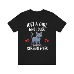 Russian Blue Cat T-Shirt for Girls - russian blue cat print design