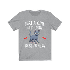 Russian Blue Cat T-Shirt for Girls - russian blue cat print design