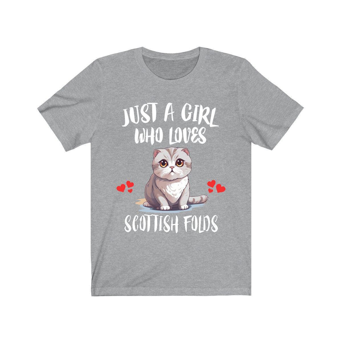 Just A Girl Who Loves Scottish Folds Cats T-Shirt Cat Lover Gift Image 3