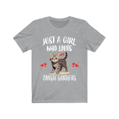 Domestic Shorthair Cat T-Shirt for Girls - cat print design