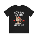 Just A Girl Who Loves Siberian Cats T-Shirt Cat Lover Gift Image 1