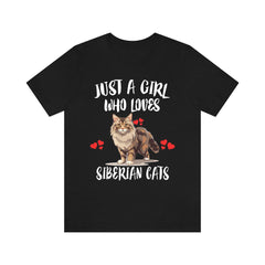 Siberian Cat T-Shirt for Girls - siberian cat print design