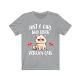 Just A Girl Who Loves Persian Cats T-Shirt Cat Lover Gift Image 3