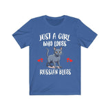 Just A Girl Who Loves Russian Blues Cats T-Shirt Cat Lover Gift Image 2