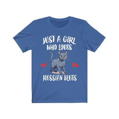 Russian Blue Cat T-Shirt for Girls - russian blue cat print design