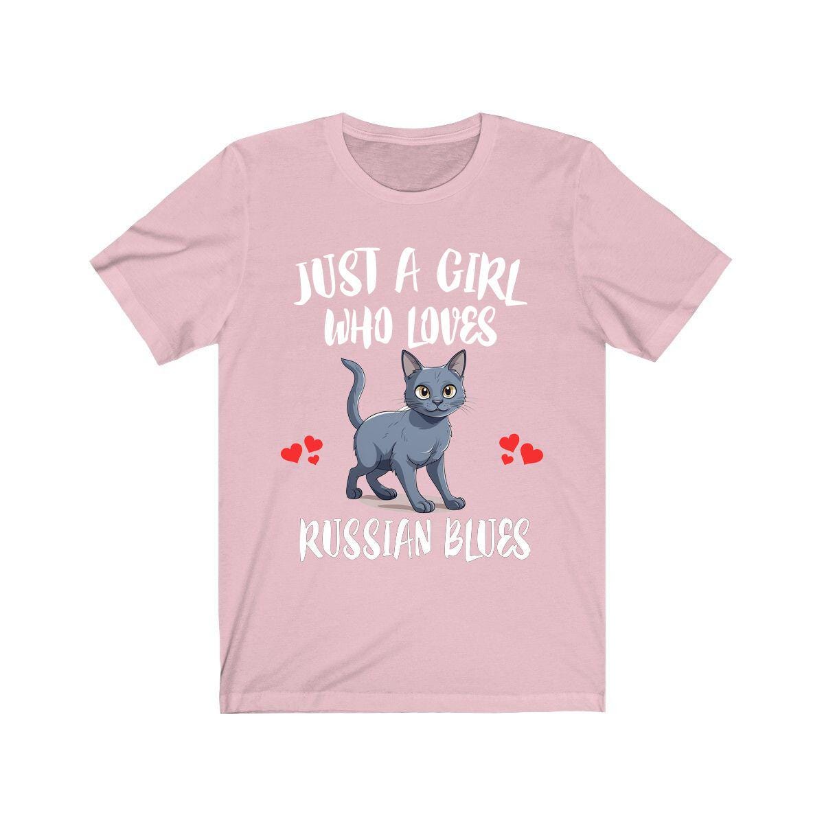 Just A Girl Who Loves Russian Blues Cats T-Shirt Cat Lover Gift Image 4