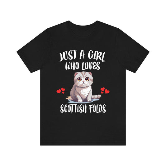 Scottish Fold Cat T-Shirt for Girls - scottish fold cat print design