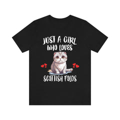 Scottish Fold Cat T-Shirt for Girls - scottish fold cat print design