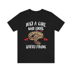 Just A Girl Who Loves Spotted Pythons Snakes Shirt, Snake Lover Shirt Image 1
