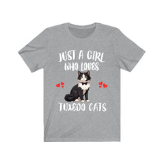 Just a girl who loves tuxedo cats bicolor formal pattern cat lover tee