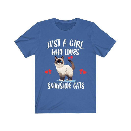 Just a girl who loves snowshoe cats pointed white-pawed cat lover tee