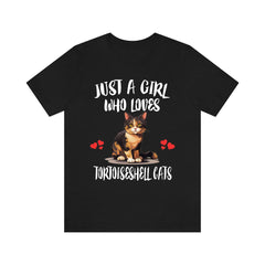 Just a girl who loves tortoiseshell cats mosaic pattern cat lover tee