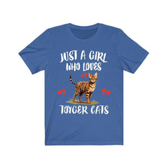 Just a girl who loves toyger cats striped designer cat breed tee