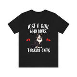 Just A Girl Who Loves Tuxedo Cats Shirt, Cat Lover Shirt Image 2