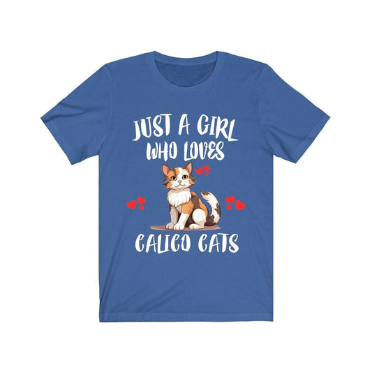 Just a girl who loves calico cats tricolor patchwork pattern cat tee