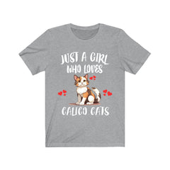 Just a girl who loves calico cats tricolor patchwork pattern cat tee