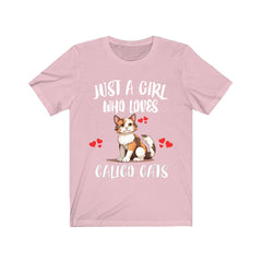 Just a girl who loves calico cats tricolor patchwork pattern cat tee
